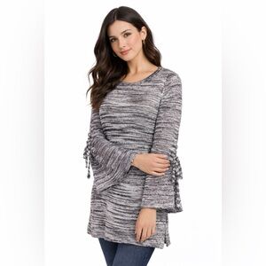 Roz & Ali Purple Marled Knit Bell Sleeve Sweater Tunic